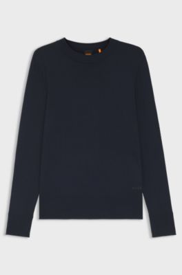Knit sweater with rolled edges, Dark Blue