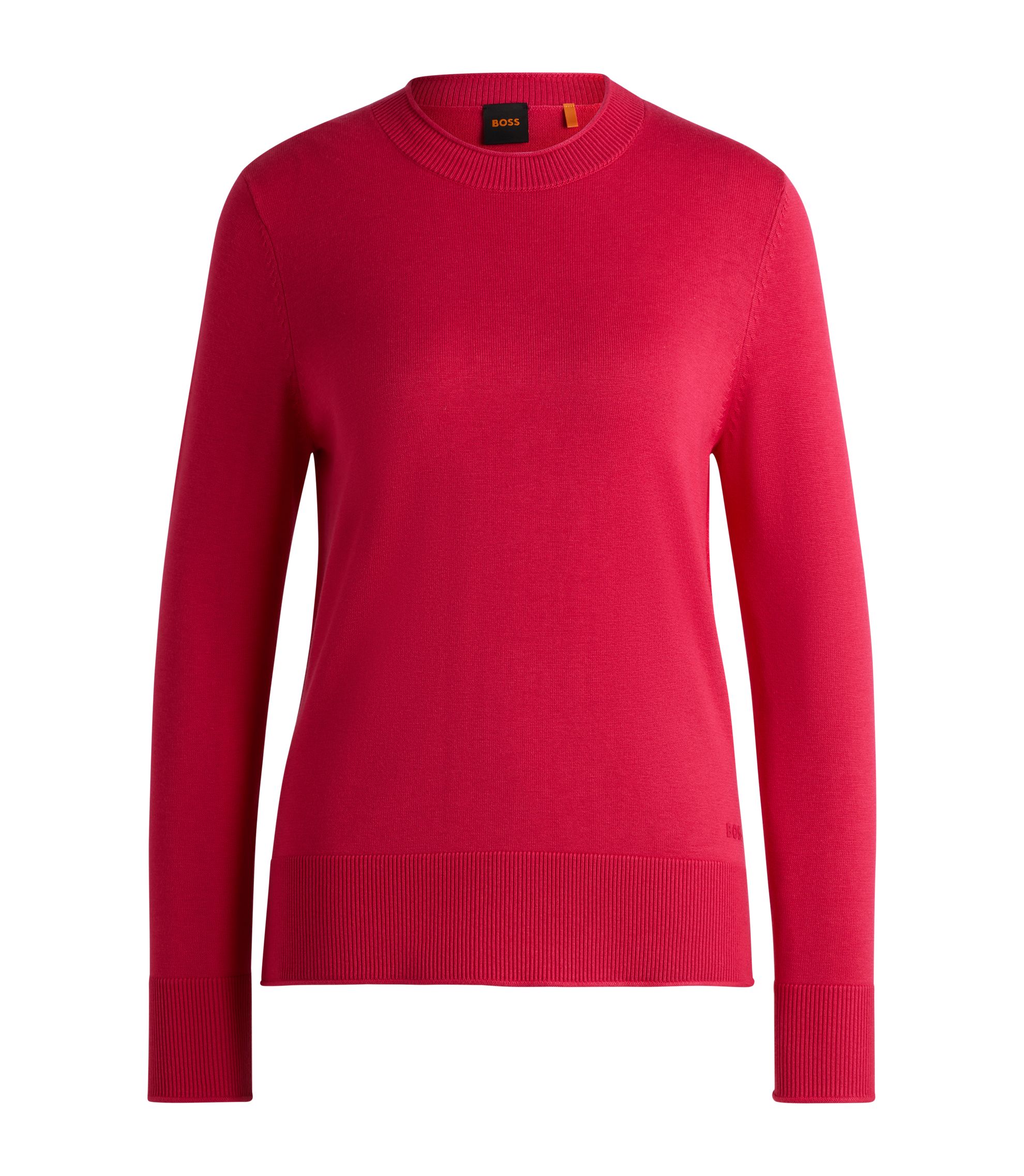 BOSS - Knit sweater with rolled edges - Dark pink