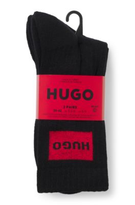 Three-pack of short socks with red logo labels, Black