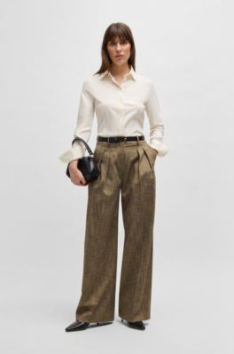 코튼 저지 엑스트라 슬림 핏 블라우스, 화이트