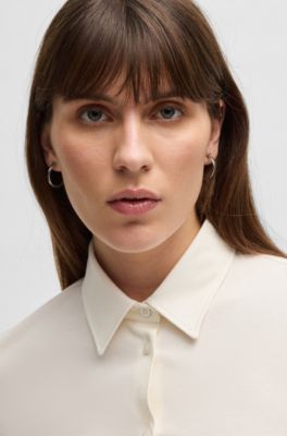 코튼 저지 엑스트라 슬림 핏 블라우스, 화이트