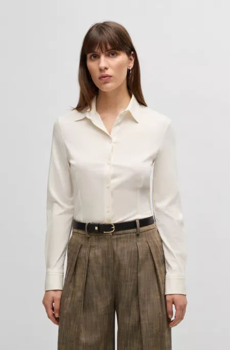 Extra-slim-fit blouse in cotton jersey