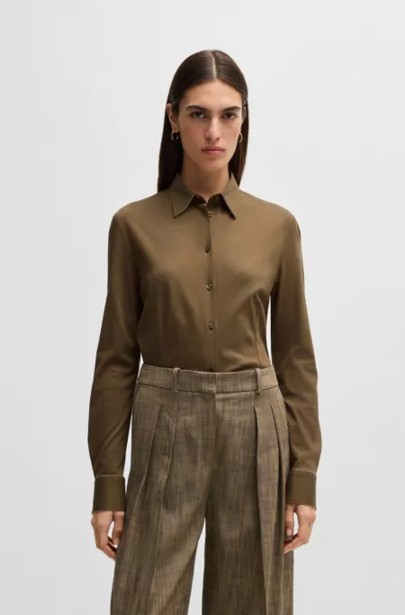 Extra-slim-fit blouse in cotton jersey