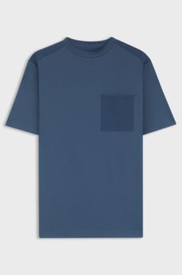 Cotton-blend T-shirt with tonal trims, Blue