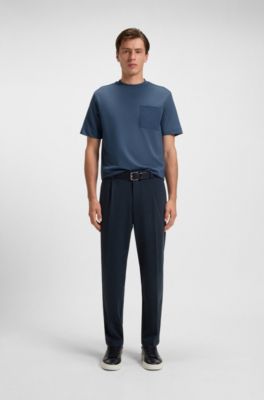 Cotton-blend T-shirt with tonal trims, Blue