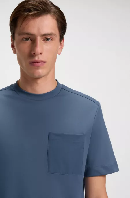 Cotton-blend T-shirt with tonal trims