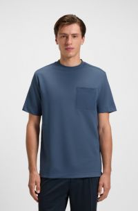Cotton-blend T-shirt with tonal trims, Blue