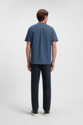 Cotton-blend T-shirt with tonal trims, Blue