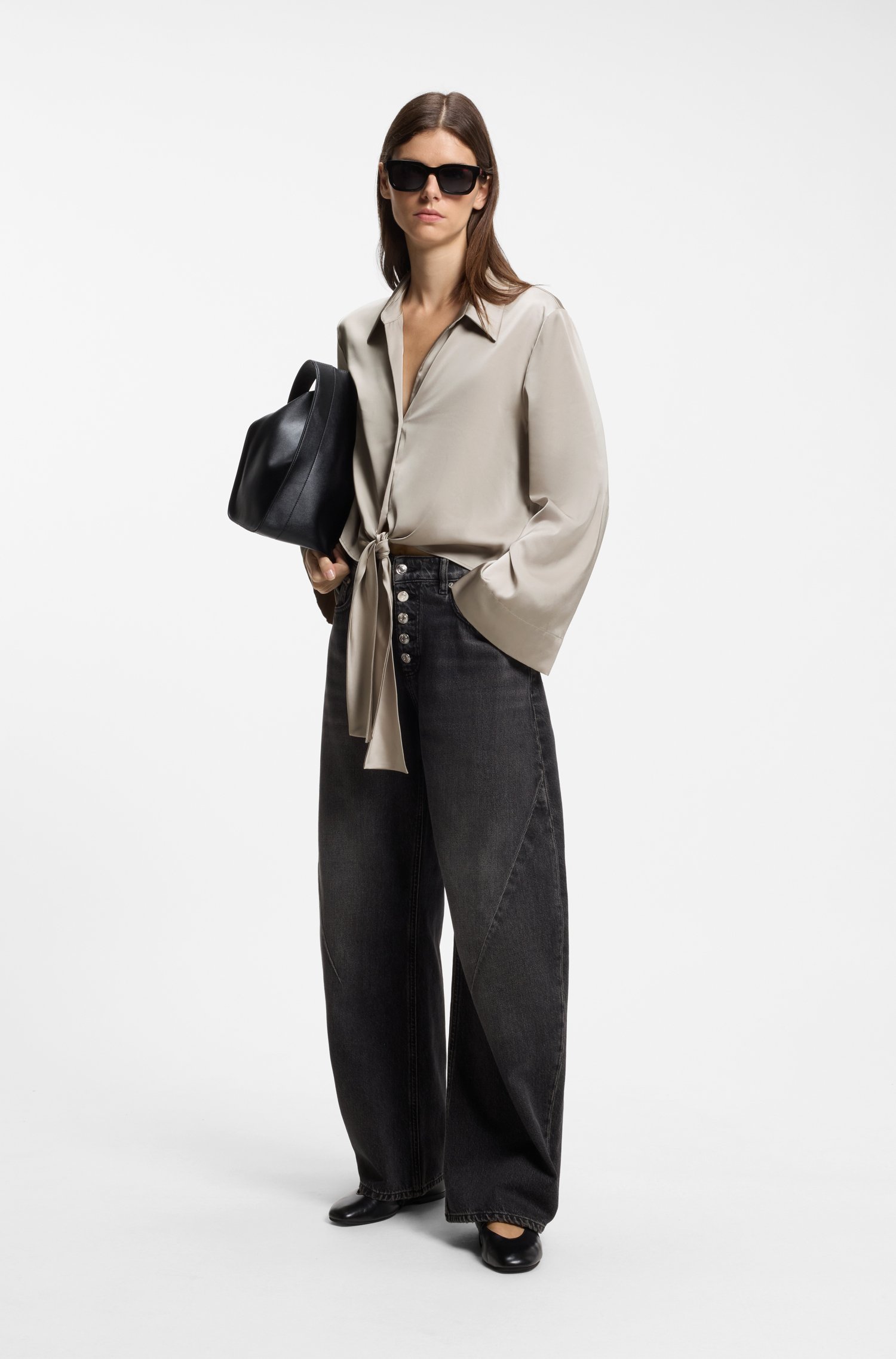 Hugo Tie-front satin blouse skjortor & blusar dam – bild 2