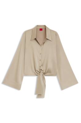 Hugo Tie-front satin blouse blusar dam – bild 4