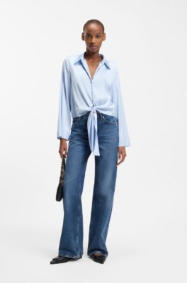 Hugo Tie-front satin blouse blusar dam – bild 2