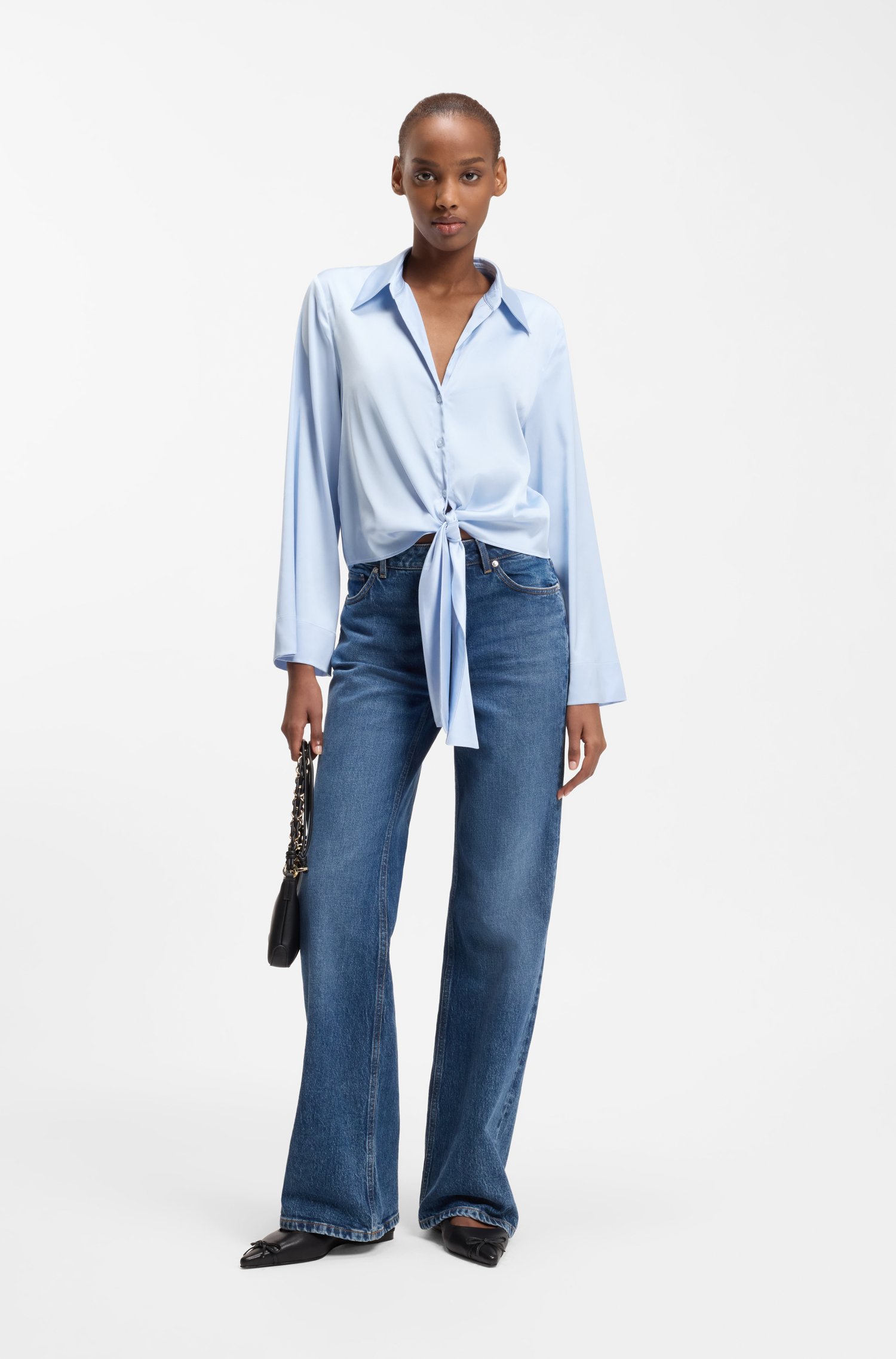 Hugo Tie-front satin blouse skjortor & blusar dam – bild 2