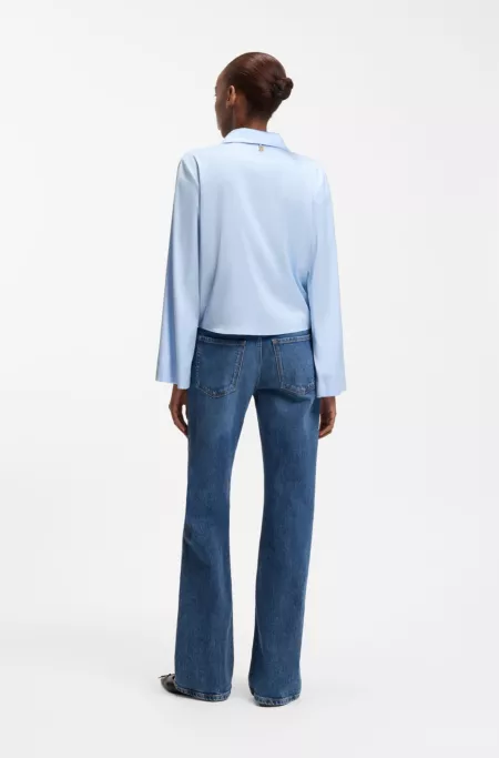 Regular-fit blouse with tie hem