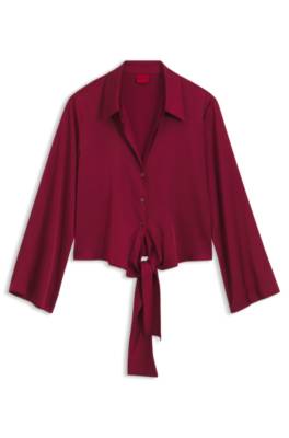 Hugo Tie-front satin blouse blusar dam – bild 4