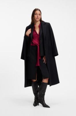 Relaxed-fit blouse with a tie-front feature, Dark Red