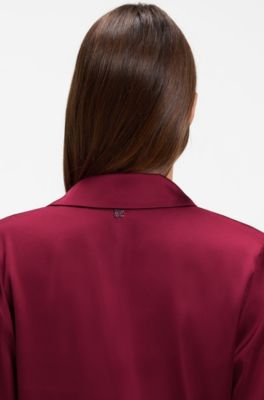 Relaxed-fit blouse with a tie-front feature, Dark Red
