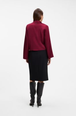 Relaxed-fit blouse with a tie-front feature, Dark Red