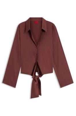 Hugo Tie-front satin blouse blusar dam – bild 4