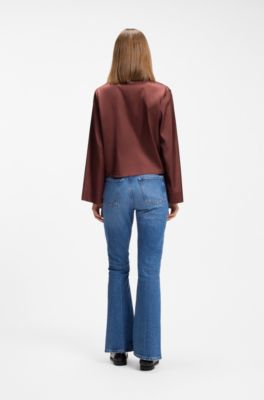 Relaxed-fit blouse with a tie-front feature, Brown