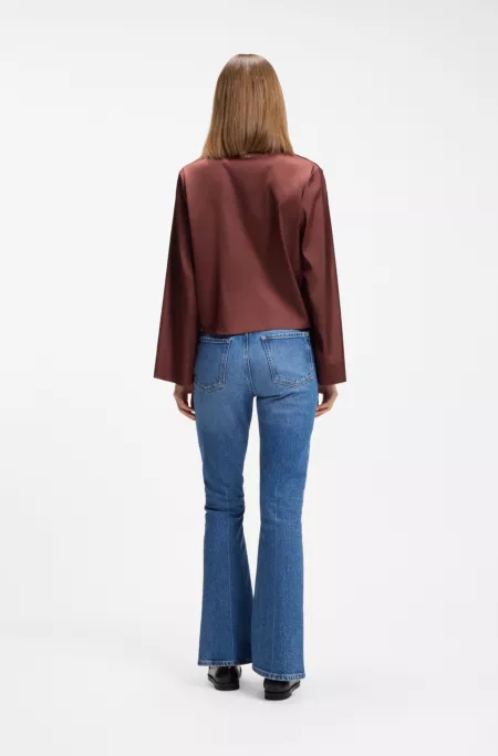 Relaxed-Fit Bluse aus Stretch-Satin mit Krawatten-Detail