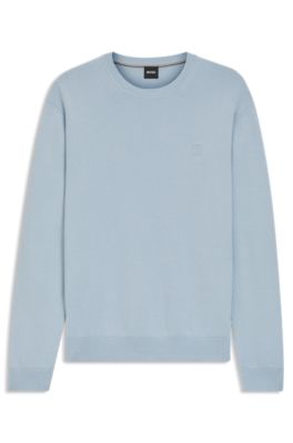 Cotton-jersey sweater with Double B monogram, Light Blue