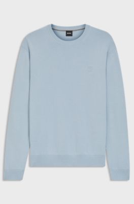 Cotton-jersey sweater with Double B monogram, Light Blue