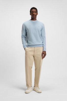 Cotton-jersey sweater with Double B monogram, Light Blue