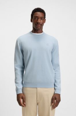 Cotton-jersey sweater with Double B monogram, Light Blue
