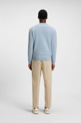 Cotton-jersey sweater with Double B monogram, Light Blue