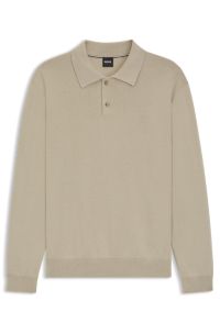 Cotton polo sweater with Double B monogram, Beige