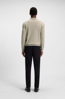 Cotton polo sweater with Double B monogram, Beige