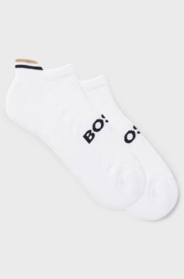 Two-pack of ankle socks with logo details, White