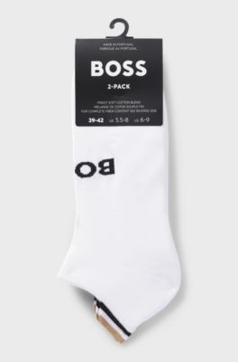 Two-pack of ankle socks with logo details, White