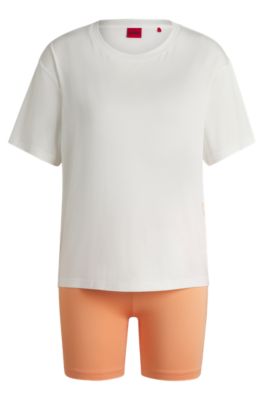 Jersey T-shirt and shorts pyjama set, Orange