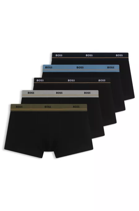 Fünferpack eng anliegende Boxershorts mit kurzem Bein aus Stretch-Baumwolle mit Logos am Bund