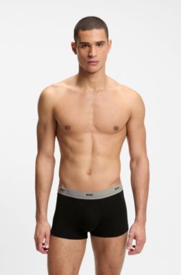 Five-pack of stretch-cotton trunks with logo waistbands, Black