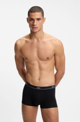 Five-pack of stretch-cotton trunks with logo waistbands, Black