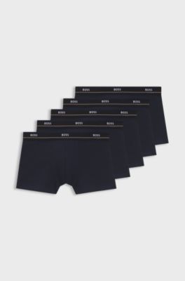 Five-pack stretch-cotton trunks, Dark Blue