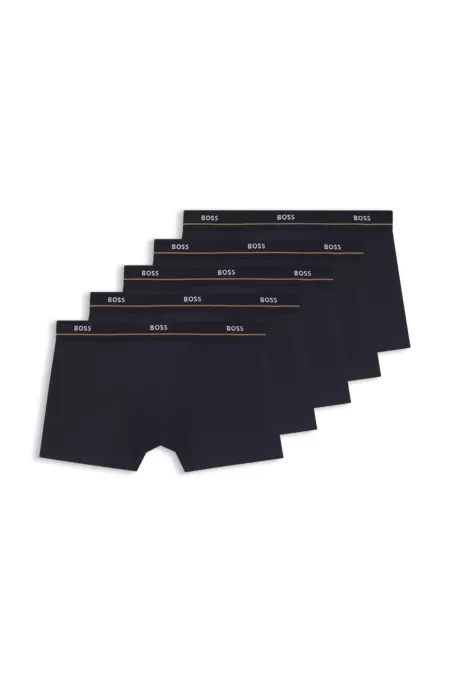 Lot de cinq boxers courts en coton stretch avec taille logotée