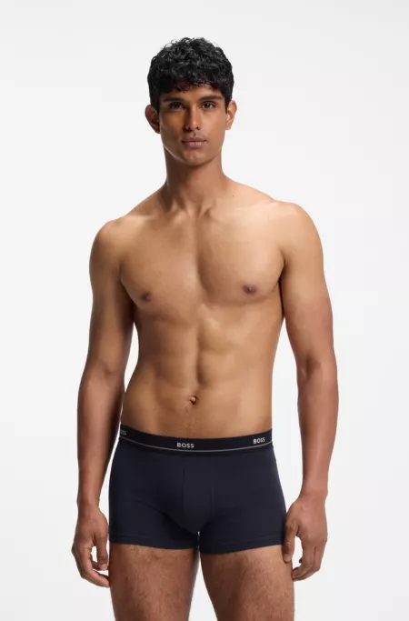 Lot de cinq boxers courts en coton stretch avec taille logotée