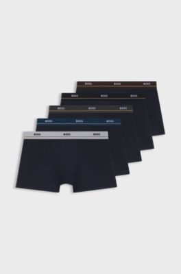 Five-pack stretch-cotton trunks, Dark Blue