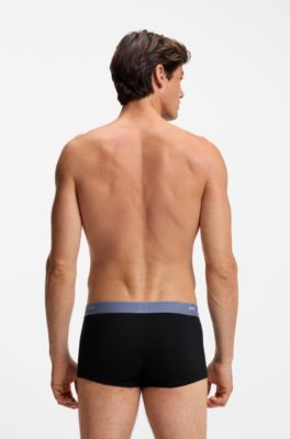 Five-pack of stretch-cotton trunks with logo waistbands, Black