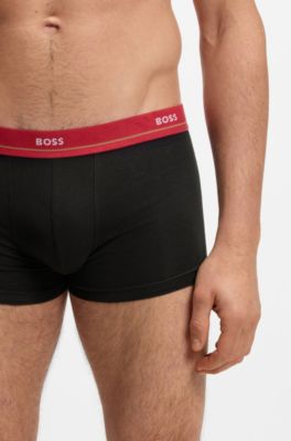Five-pack of stretch-cotton trunks with logo waistbands, Black