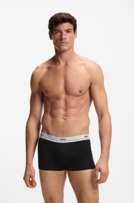 Five-pack of stretch-cotton trunks with logo waistbands, Black