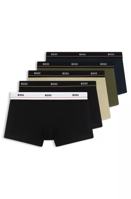 Fünferpack eng anliegende Boxershorts mit kurzem Bein aus Stretch-Baumwolle mit Logos am Bund