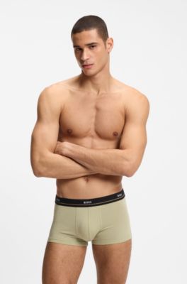 Five-pack of stretch-cotton trunks with logo waistbands, Black / Dark Blue