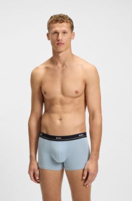 Set van vijf korte boxershorts met logotailleband van stretchkatoen, Black / Grey / Blue