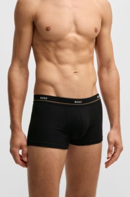 Set van vijf korte boxers met logotailleband van stretchkatoen, Zwart  /  blauw