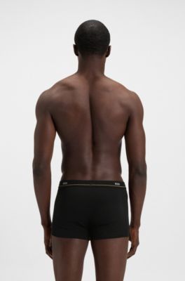 Paquete de cinco calzoncillos de algod&oacute;n el&aacute;stico con logos en la cintura, Negro / Gris / Azul