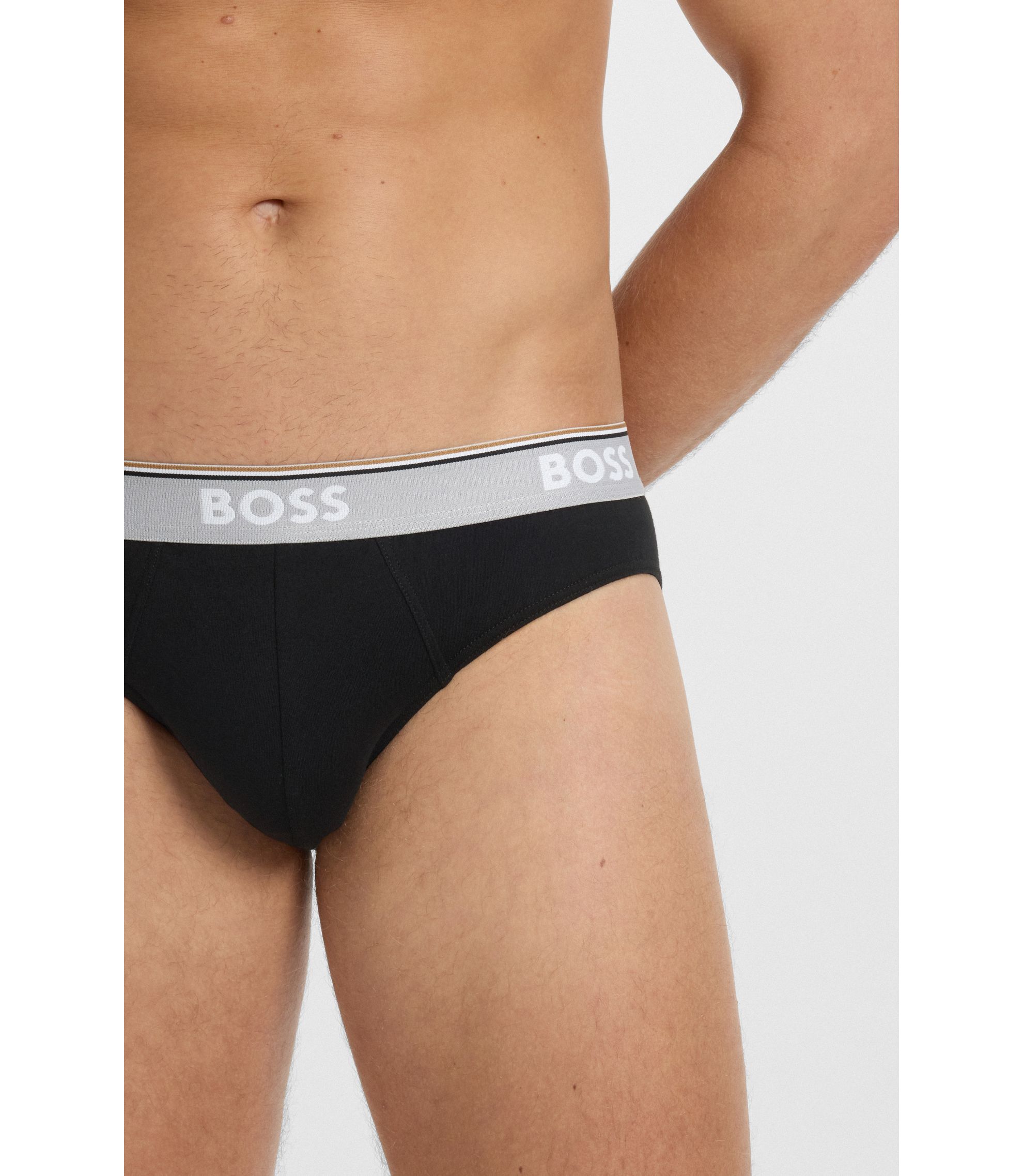 Lot De 3 Slips Homme BOSS Hip Brief 3P - Coton Stretch Taille Logotée - Confort Premium